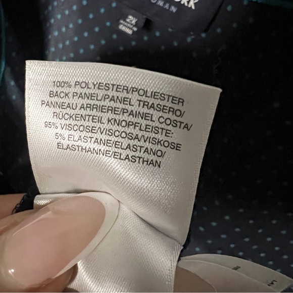 Jones New York Dotted Button Up Navy Blouse Top SZ 2X - Picture 6 of 6